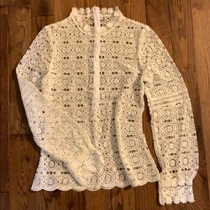 White guipure sheer lace blouse. Size 6